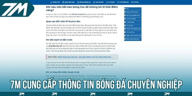 7M cung cấp thông tin bóng đá chuyên nghiệp